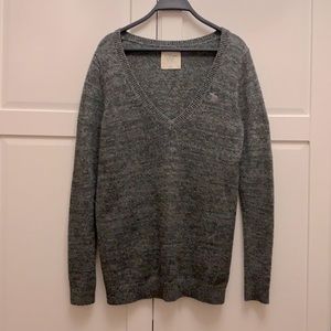 Dark Grey Knitted V-Neck Sweater
